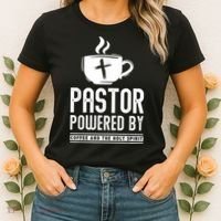 Pastor Powered Coffee And The Holy Spirit Funny Pastor Women's T-Shirt thumb 2