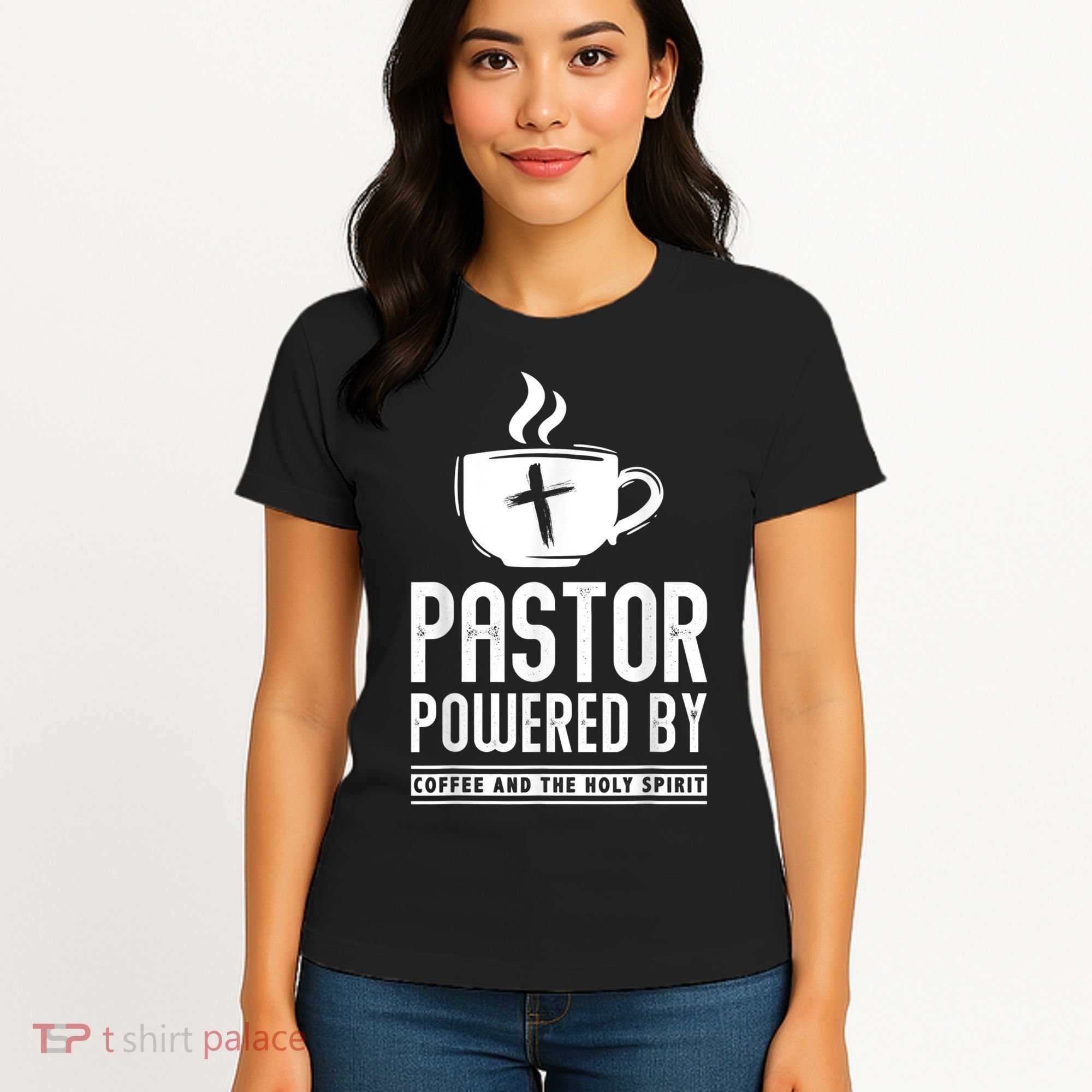 Pastor Powered Coffee And The Holy Spirit Funny Pastor Women's T-Shirt