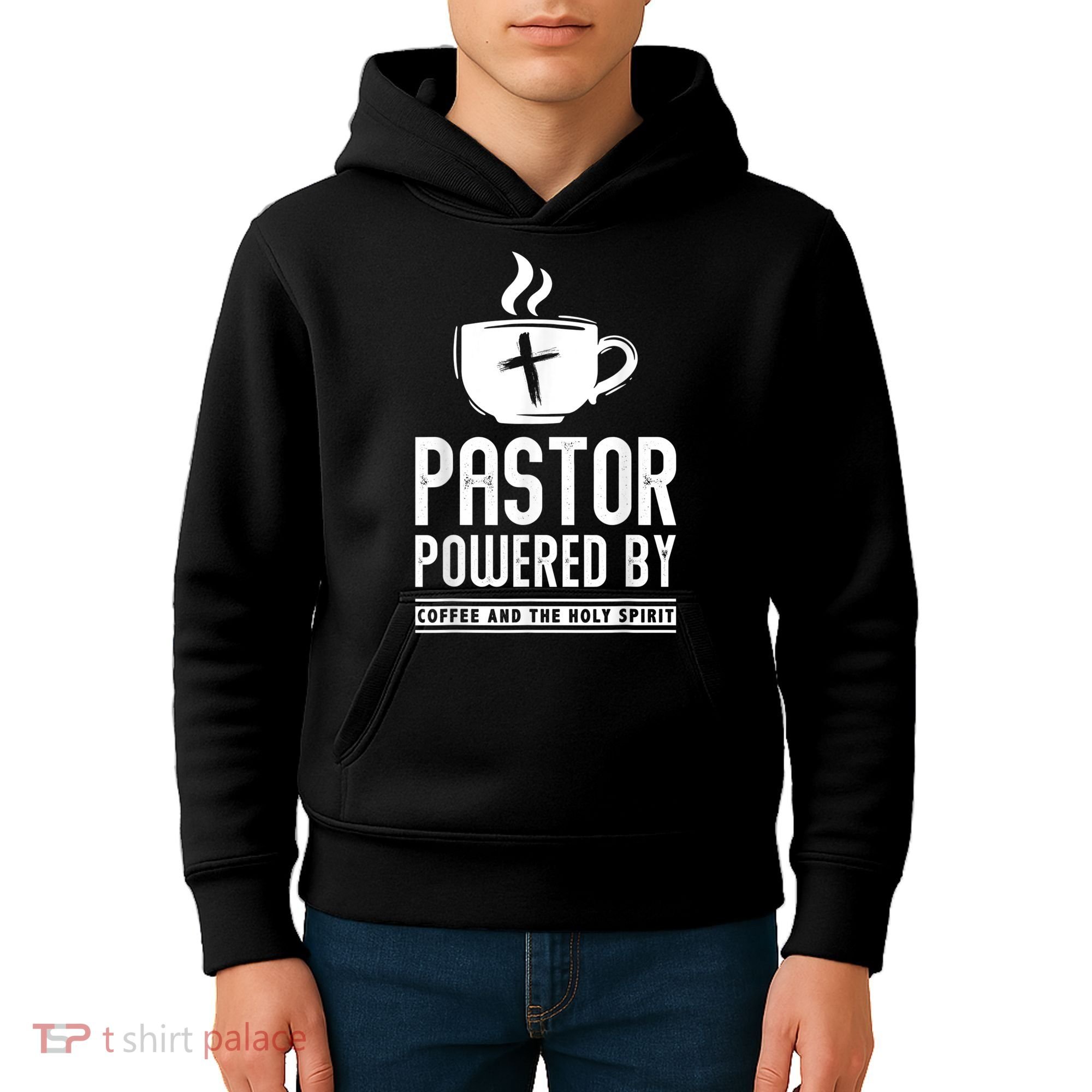 Pastor Powered Coffee And The Holy Spirit Funny Pastor Kids Hoodie