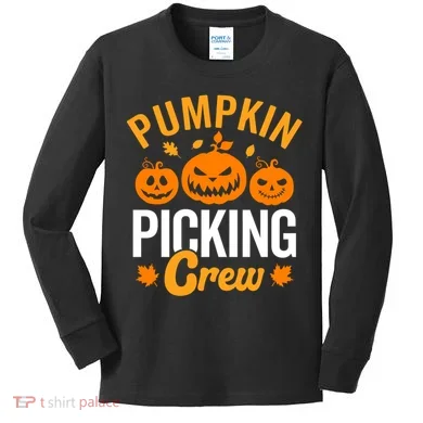 Pumpkin Picking Crew Kids Long Sleeve Shirt
