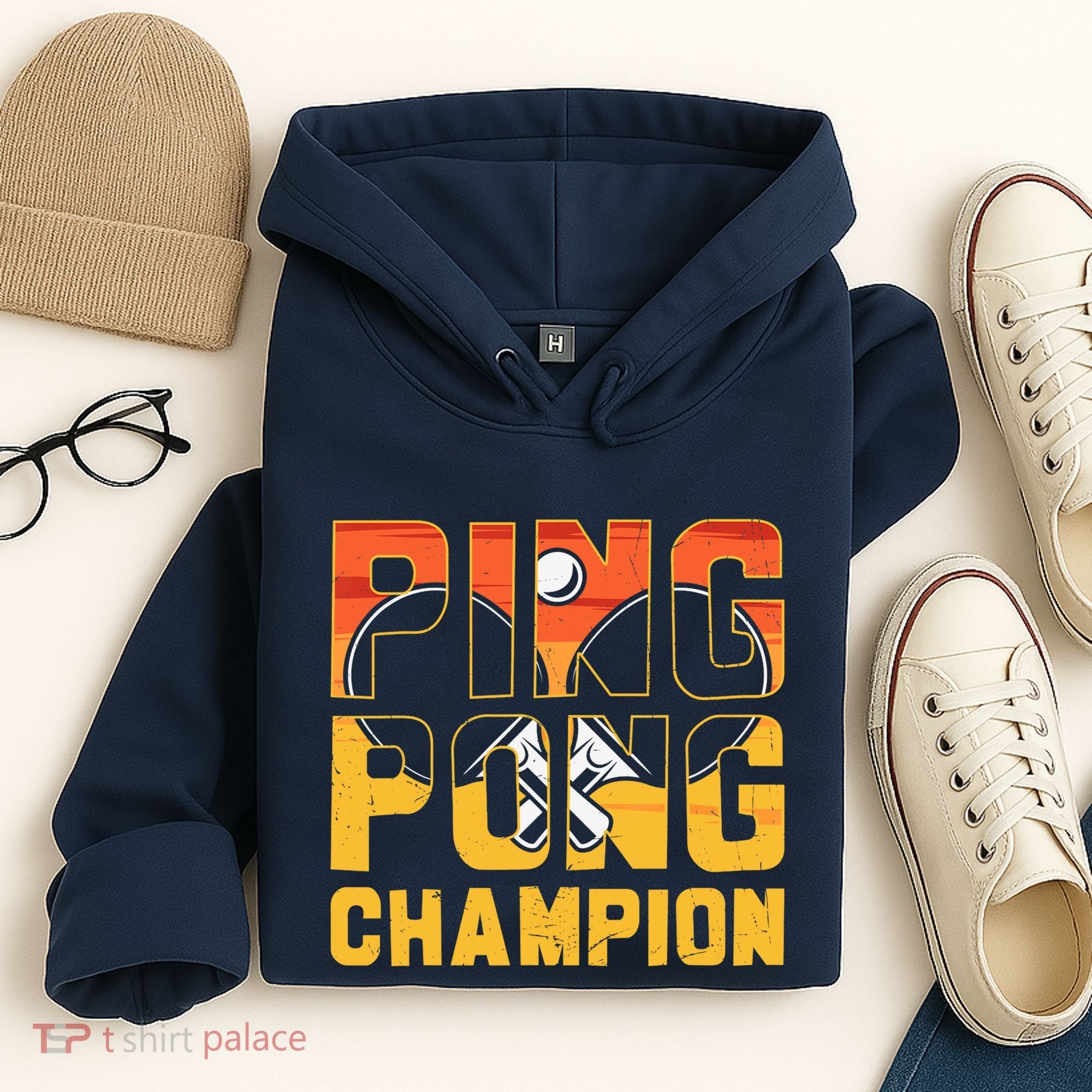 Ping Pong Champion Funny Table Tennis Player Retro Hoodie
