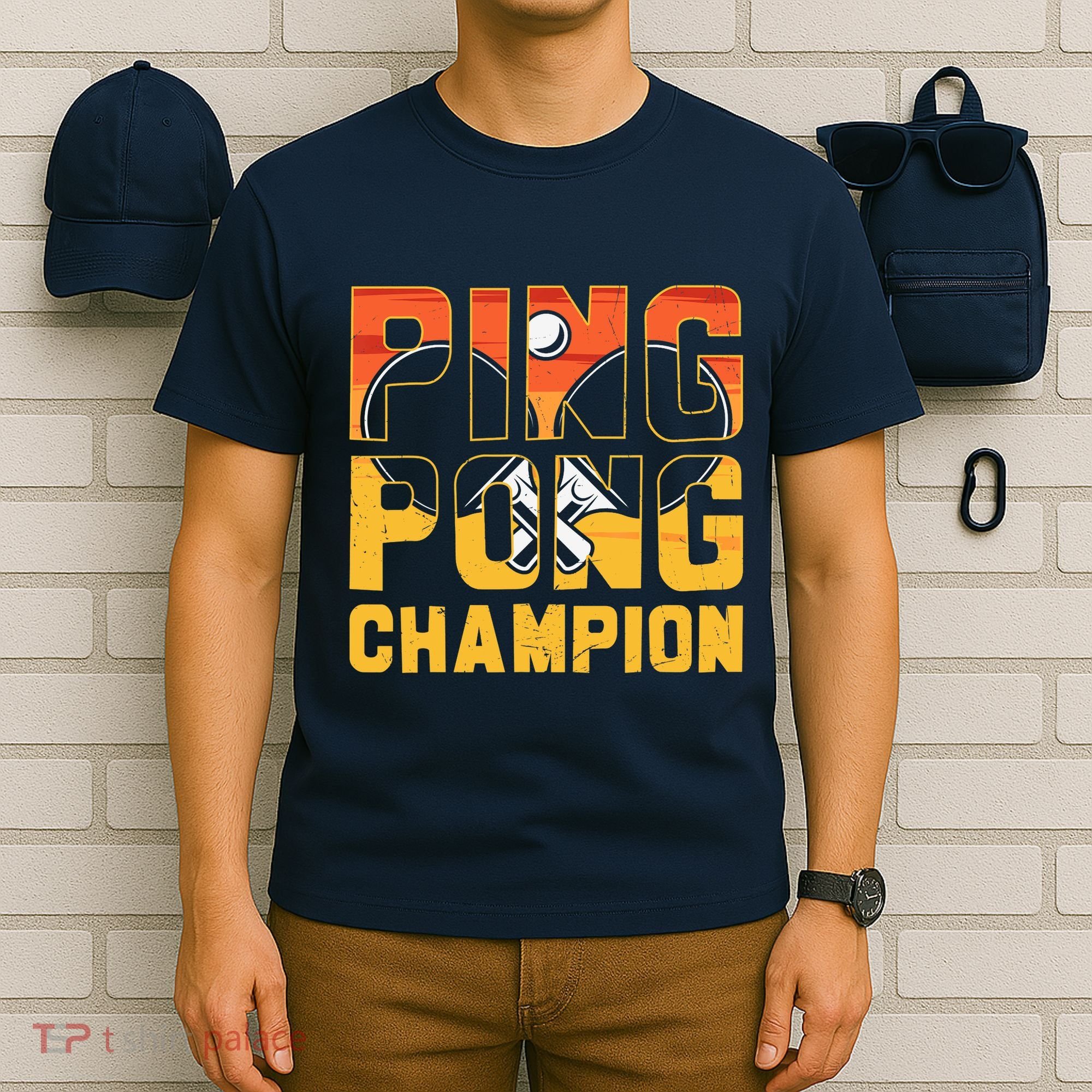 Ping Pong Champion Funny Table Tennis Player Retro T-Shirt