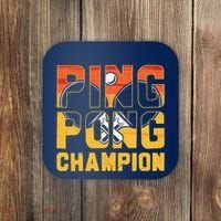 Ping Pong Champion Funny Table Tennis Player Retro Coaster thumb 0