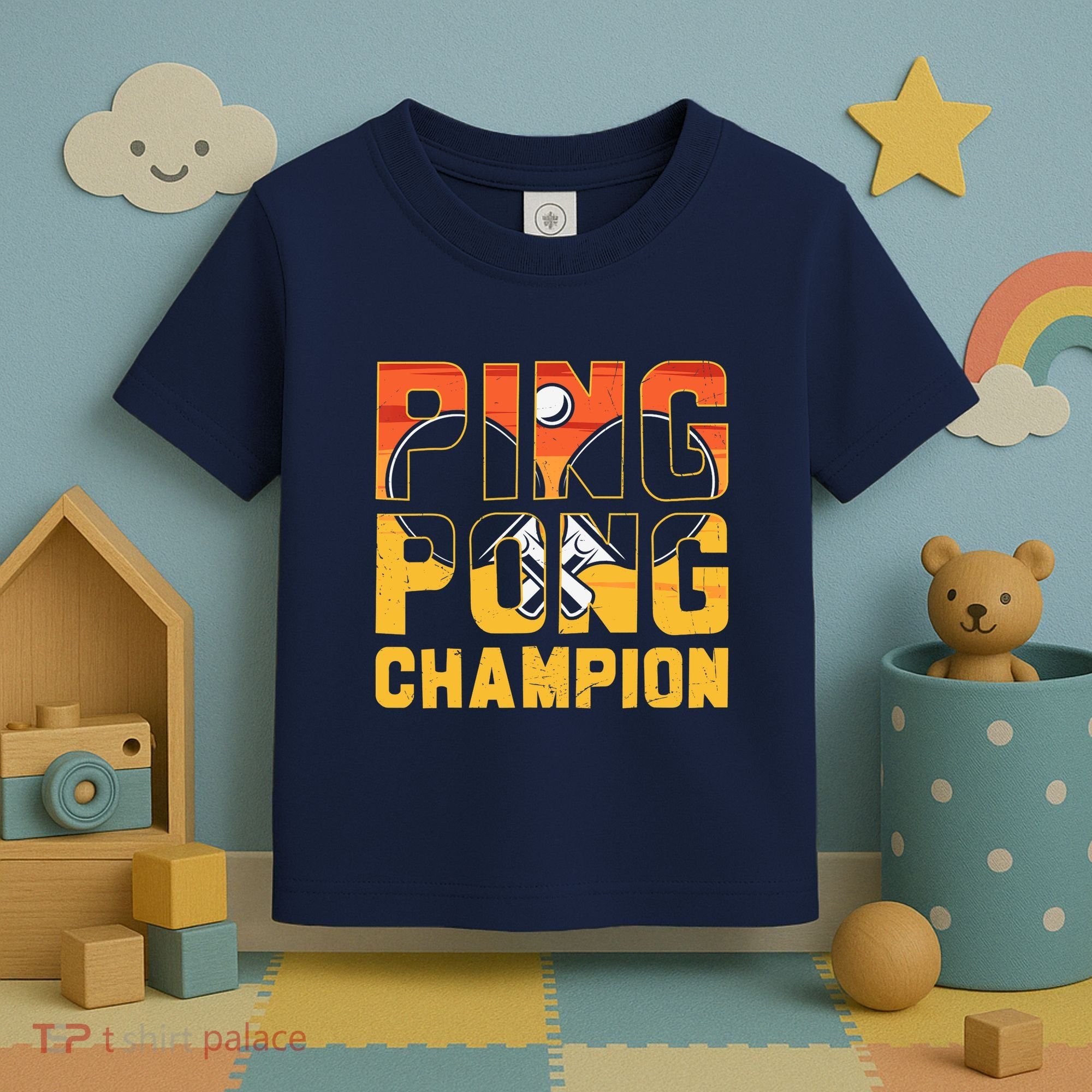 Ping Pong Champion Funny Table Tennis Player Retro Toddler T-Shirt