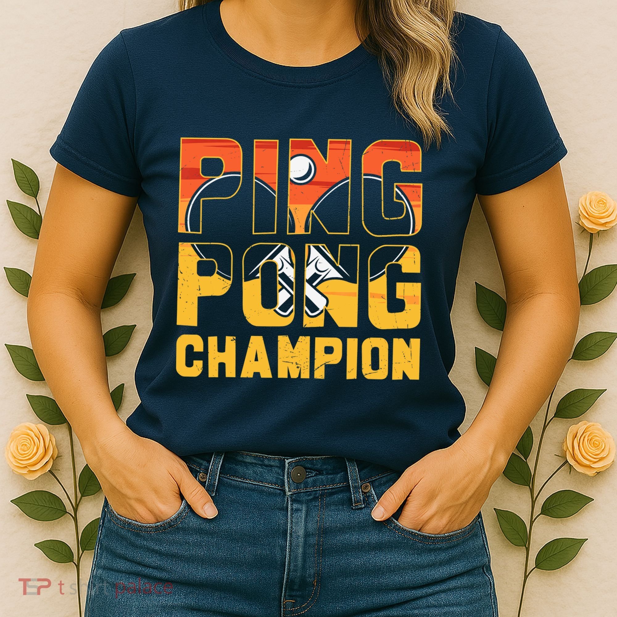 Ping Pong Champion Funny Table Tennis Player Retro Women's T-Shirt