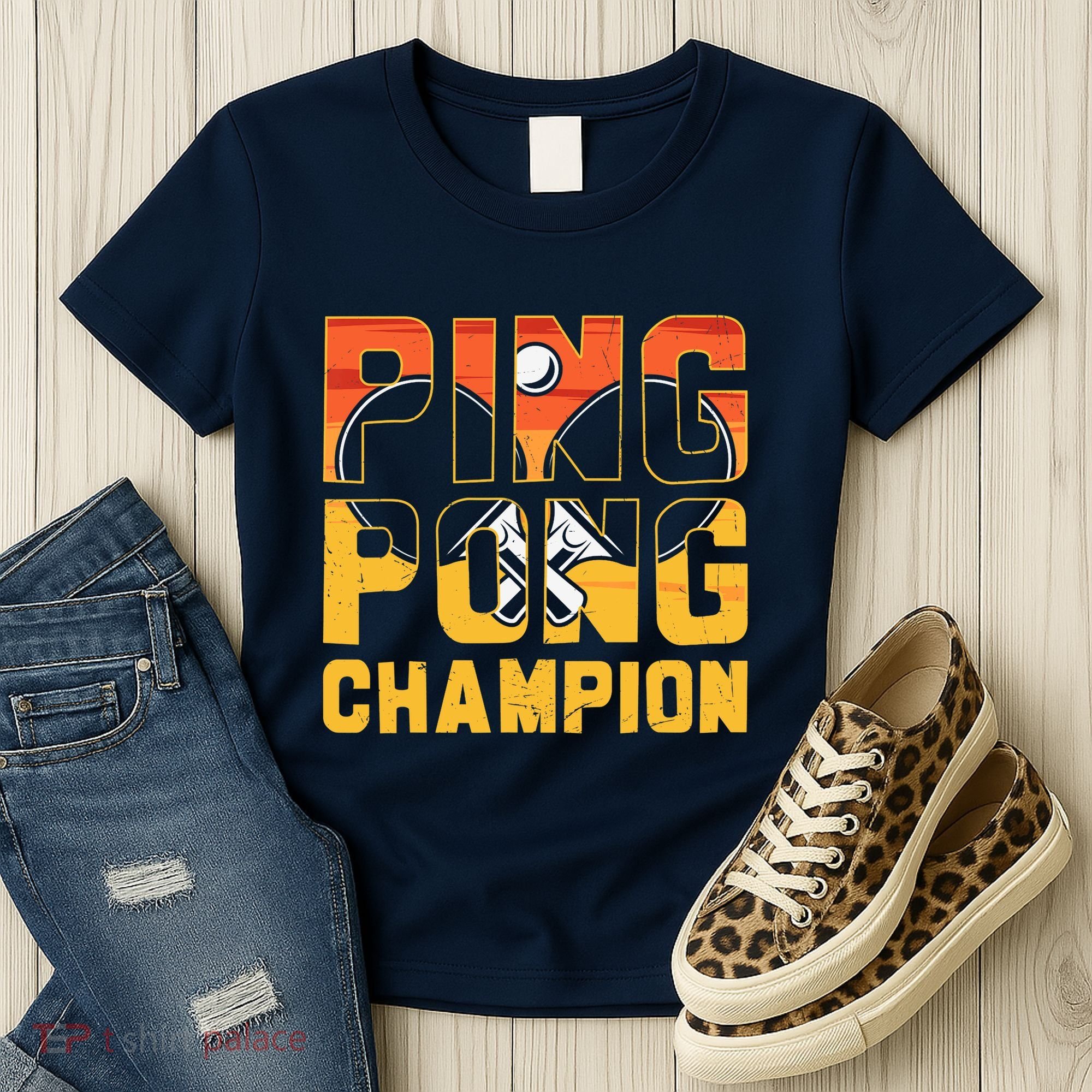 Ping Pong Champion Funny Table Tennis Player Retro Women's T-Shirt