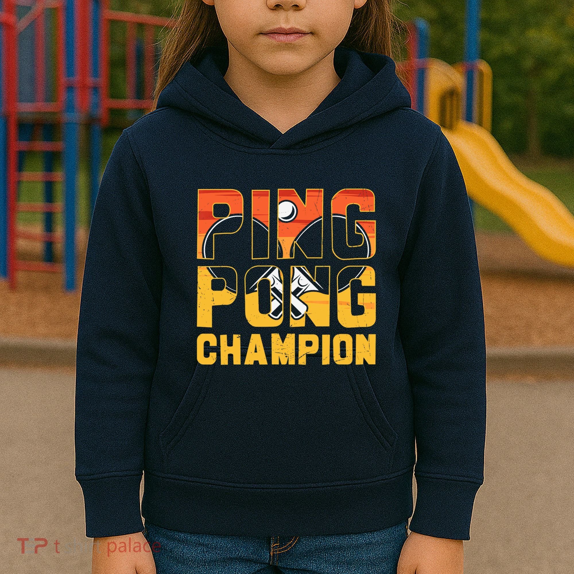 Ping Pong Champion Funny Table Tennis Player Retro Kids Hoodie