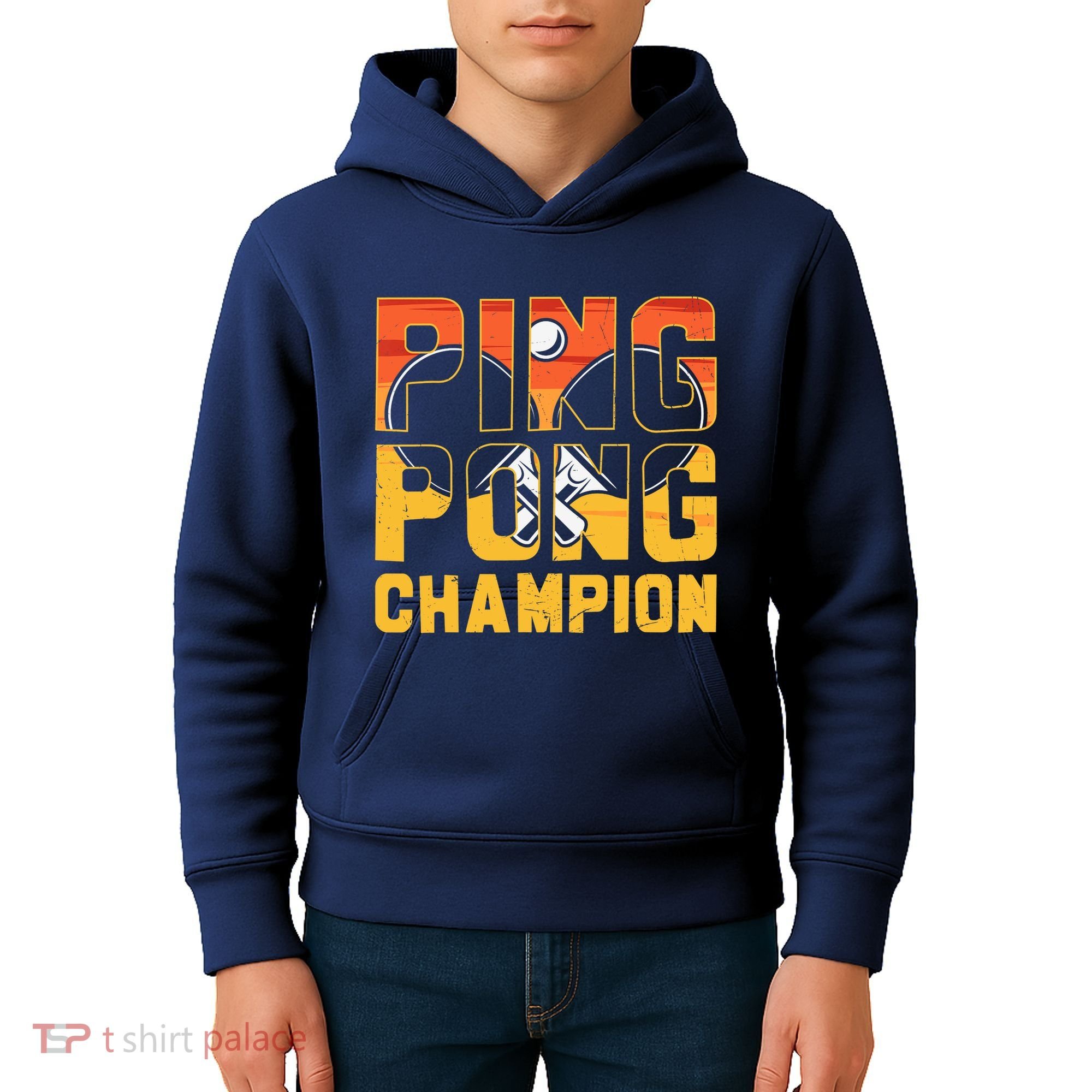 Ping Pong Champion Funny Table Tennis Player Retro Kids Hoodie