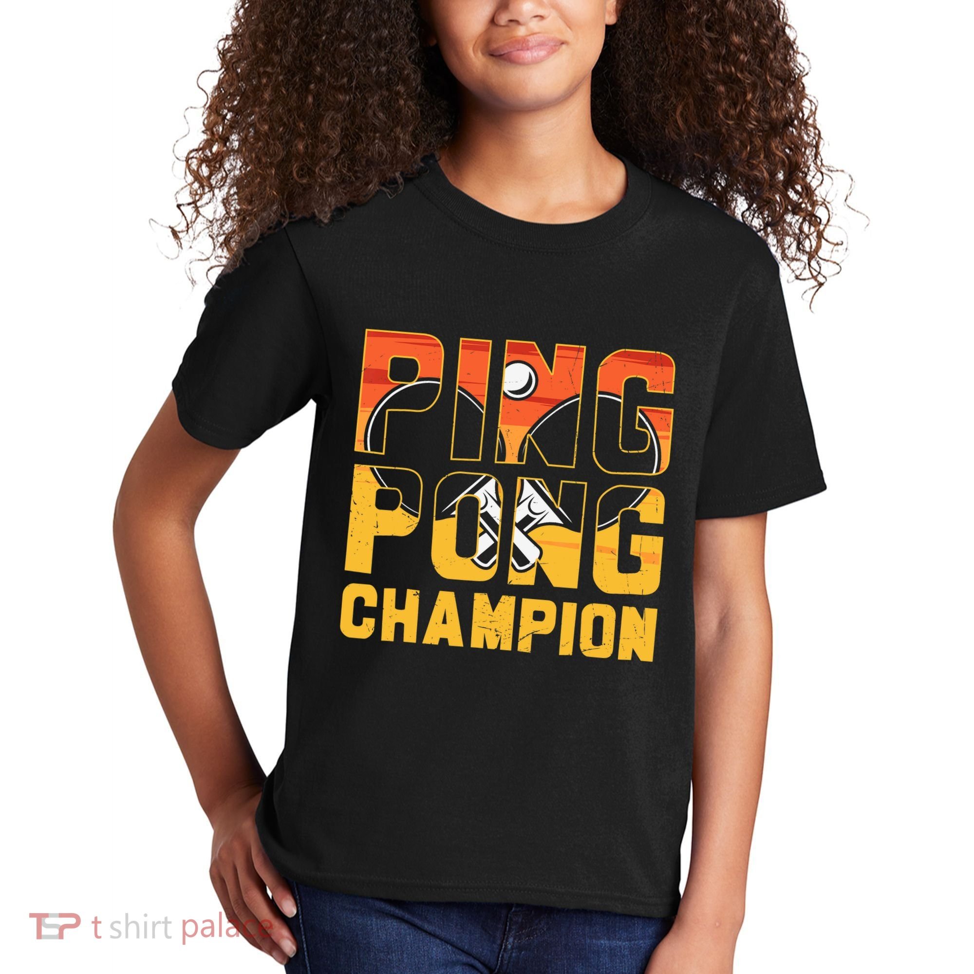 Ping Pong Champion Funny Table Tennis Player Retro Kids T-Shirt