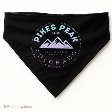 Pikes Peak Colorado Rocky Mountain Retro USA-Made Doggie Bandana