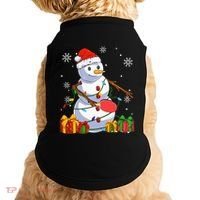 Ping Pong Christmas Snowman Wearing Santa Hat Pajamas Doggie Tank thumb 0