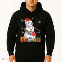 Ping Pong Christmas Snowman Wearing Santa Hat Pajamas Hoodie thumb 2