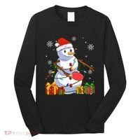 Ping Pong Christmas Snowman Wearing Santa Hat Pajamas Long Sleeve Shirt thumb 0