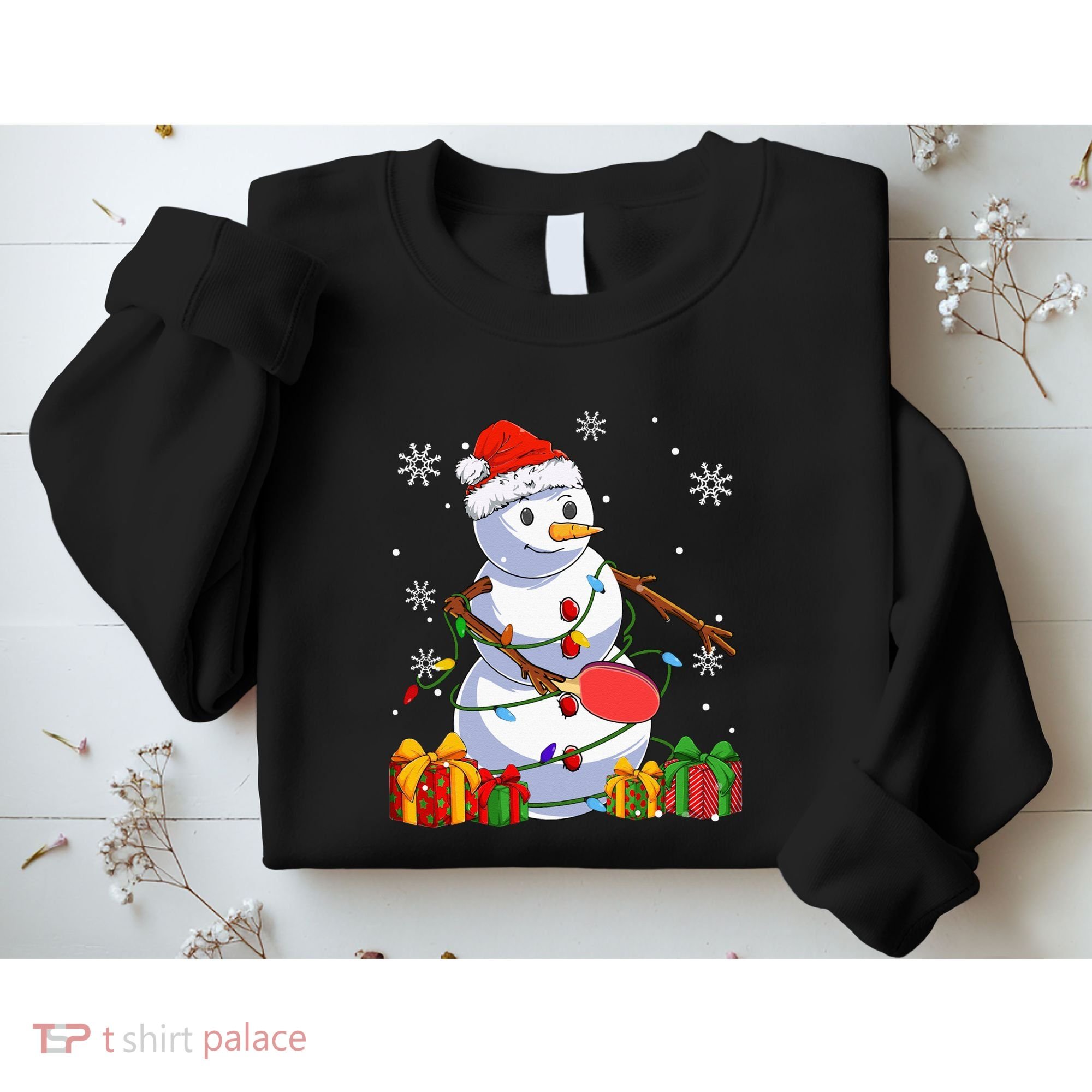 Ping Pong Christmas Snowman Wearing Santa Hat Pajamas Sweatshirt