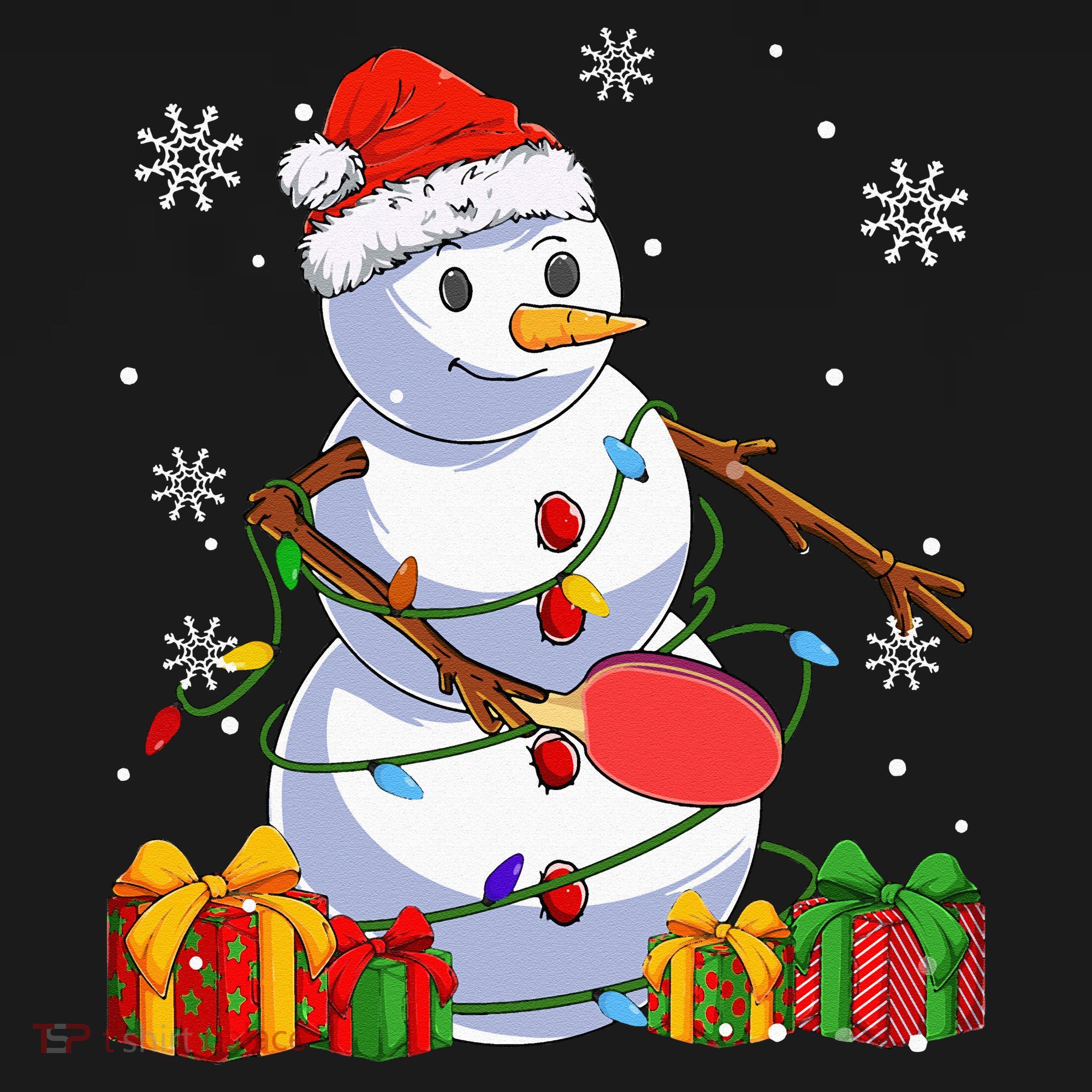 Ping Pong Christmas Snowman Wearing Santa Hat Pajamas Sweatshirt