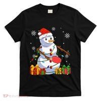 Ping Pong Christmas Snowman Wearing Santa Hat Pajamas T-Shirt thumb 0