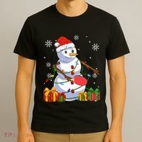 Ping Pong Christmas Snowman Wearing Santa Hat Pajamas T-Shirt thumb 3