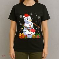 Ping Pong Christmas Snowman Wearing Santa Hat Pajamas T-Shirt thumb 4