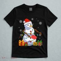 Ping Pong Christmas Snowman Wearing Santa Hat Pajamas T-Shirt thumb 5