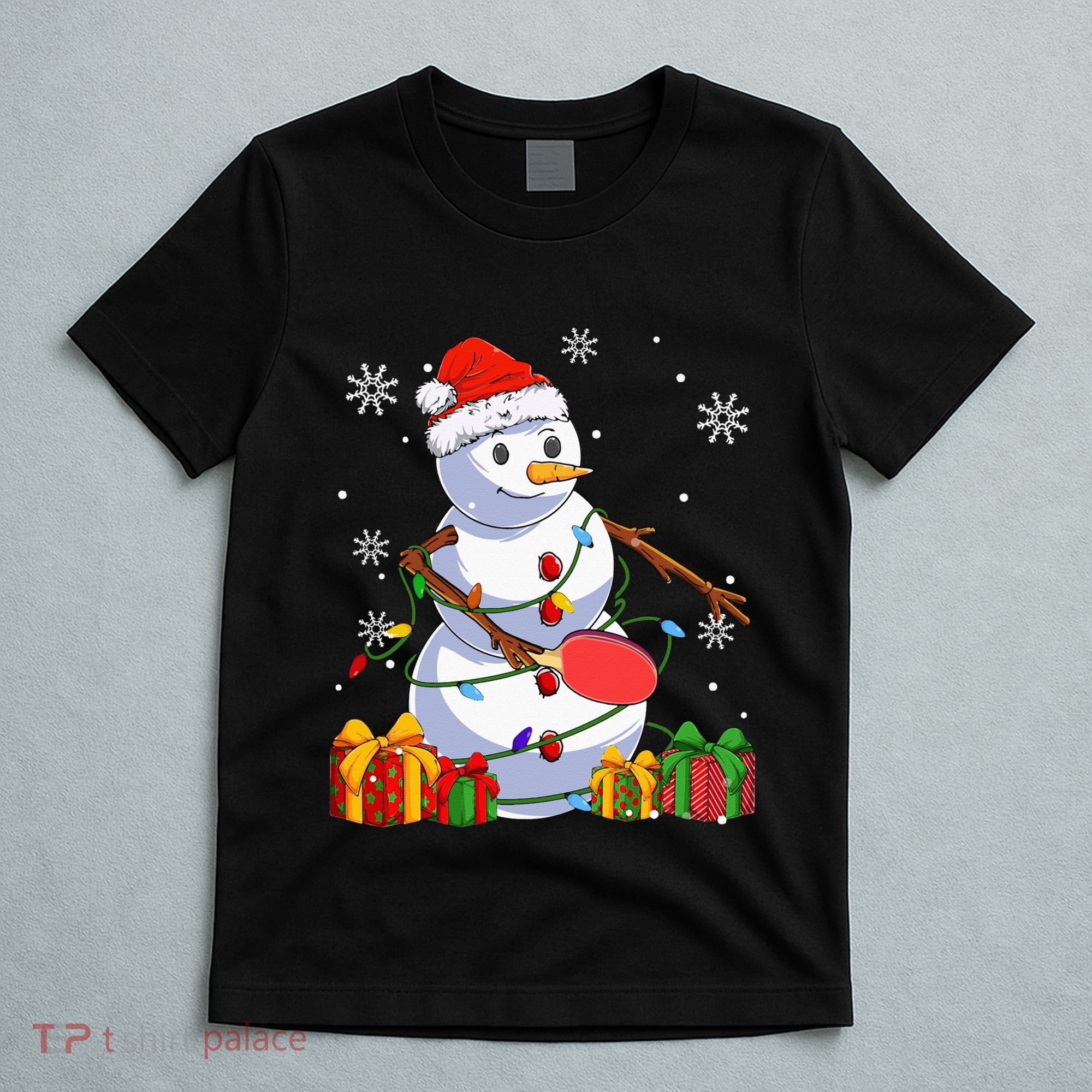 Ping Pong Christmas Snowman Wearing Santa Hat Pajamas T-Shirt