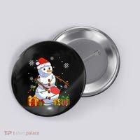 Ping Pong Christmas Snowman Wearing Santa Hat Pajamas Button thumb 0