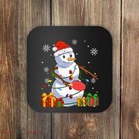 Ping Pong Christmas Snowman Wearing Santa Hat Pajamas Coaster thumb 0