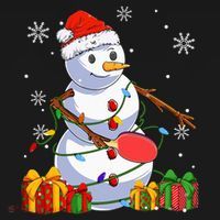 Ping Pong Christmas Snowman Wearing Santa Hat Pajamas Coaster thumb 2