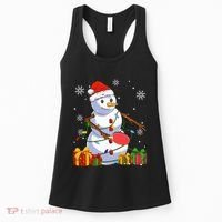 Ping Pong Christmas Snowman Wearing Santa Hat Pajamas Women's Tank Top thumb 0