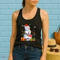 Ping Pong Christmas Snowman Wearing Santa Hat Pajamas Women's Tank Top thumb 2