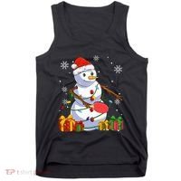 Ping Pong Christmas Snowman Wearing Santa Hat Pajamas Tank Top thumb 0