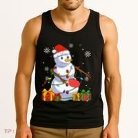 Ping Pong Christmas Snowman Wearing Santa Hat Pajamas Tank Top thumb 3