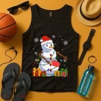 Ping Pong Christmas Snowman Wearing Santa Hat Pajamas Tank Top thumb 4