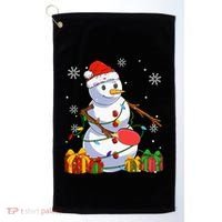 Ping Pong Christmas Snowman Wearing Santa Hat Pajamas Golf Towel thumb 0