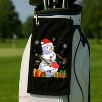 Ping Pong Christmas Snowman Wearing Santa Hat Pajamas Golf Towel thumb 2