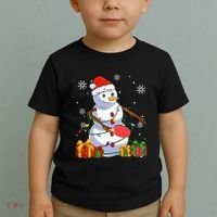 Ping Pong Christmas Snowman Wearing Santa Hat Pajamas Toddler T-Shirt thumb 2