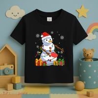 Ping Pong Christmas Snowman Wearing Santa Hat Pajamas Toddler T-Shirt thumb 3