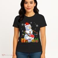 Ping Pong Christmas Snowman Wearing Santa Hat Pajamas Women's T-Shirt thumb 4