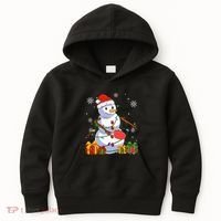 Ping Pong Christmas Snowman Wearing Santa Hat Pajamas Kids Hoodie thumb 0