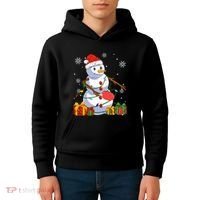 Ping Pong Christmas Snowman Wearing Santa Hat Pajamas Kids Hoodie thumb 4