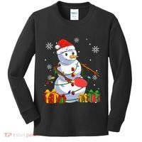 Ping Pong Christmas Snowman Wearing Santa Hat Pajamas Kids Long Sleeve Shirt thumb 0