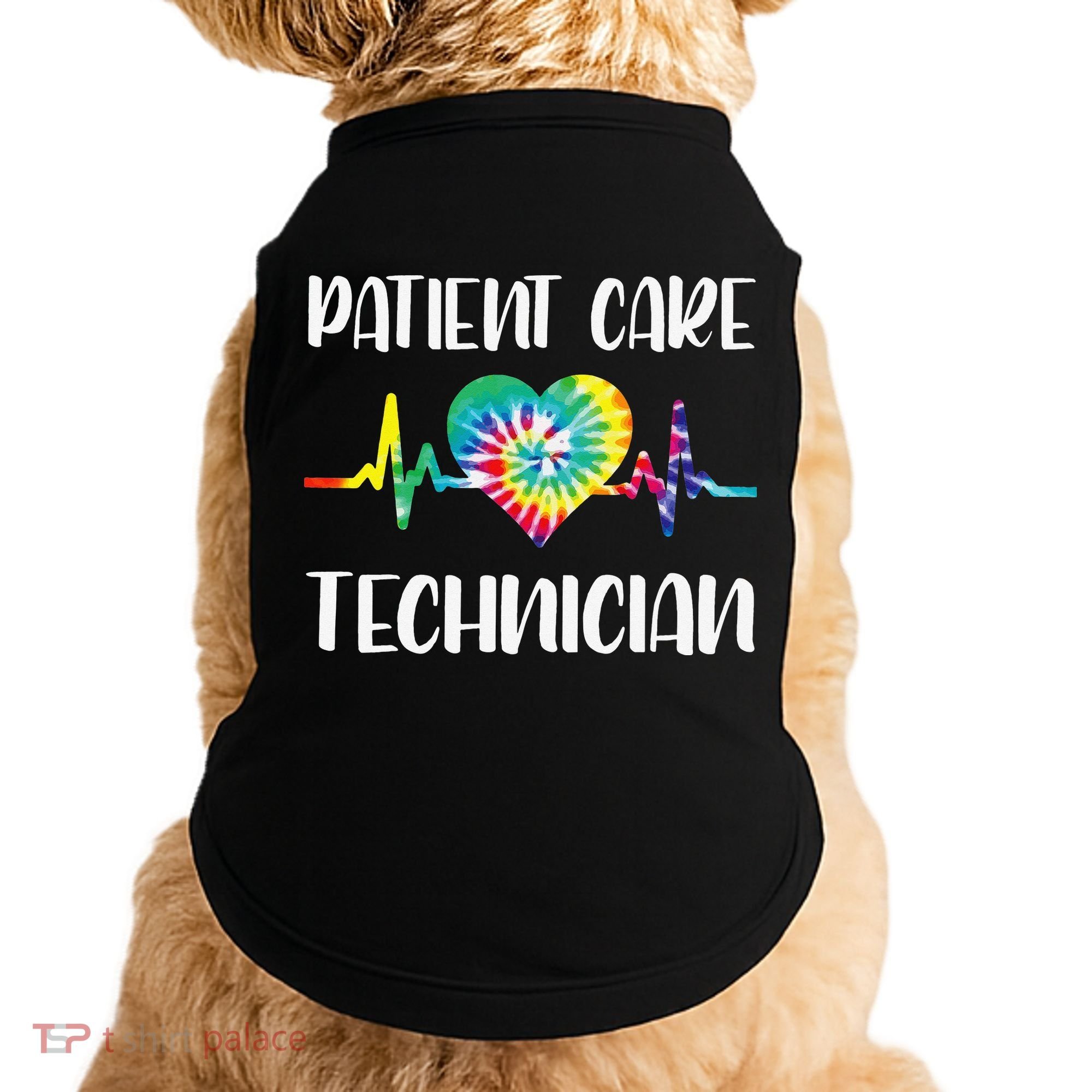 PCT Patient Care Technician Tech Floral Heart Stethoscope Doggie Tank