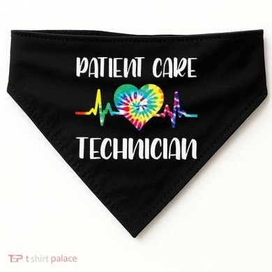 PCT Patient Care Technician Tech Floral Heart Stethoscope USA-Made Doggie Bandana