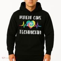 PCT Patient Care Technician Tech Floral Heart Stethoscope Hoodie thumb 2