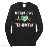 PCT Patient Care Technician Tech Floral Heart Stethoscope Long Sleeve Shirt thumb 0