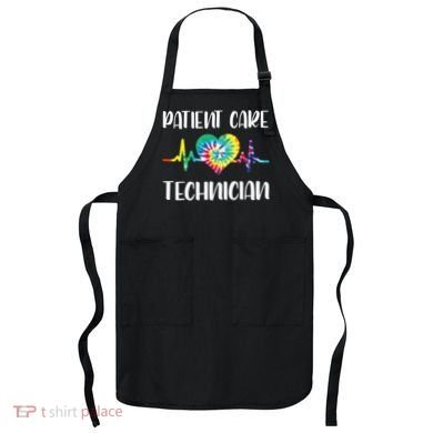 PCT Patient Care Technician Tech Floral Heart Stethoscope Apron