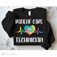 PCT Patient Care Technician Tech Floral Heart Stethoscope Sweatshirt thumb 2