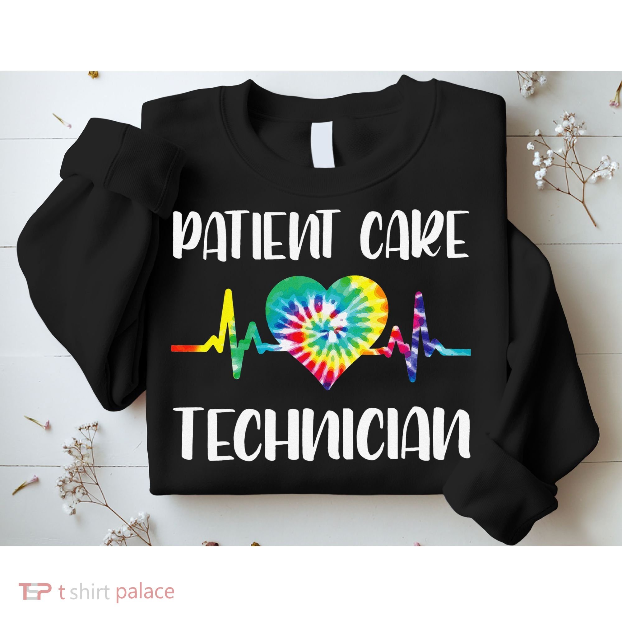 PCT Patient Care Technician Tech Floral Heart Stethoscope Sweatshirt