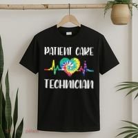 PCT Patient Care Technician Tech Floral Heart Stethoscope T-Shirt thumb 2