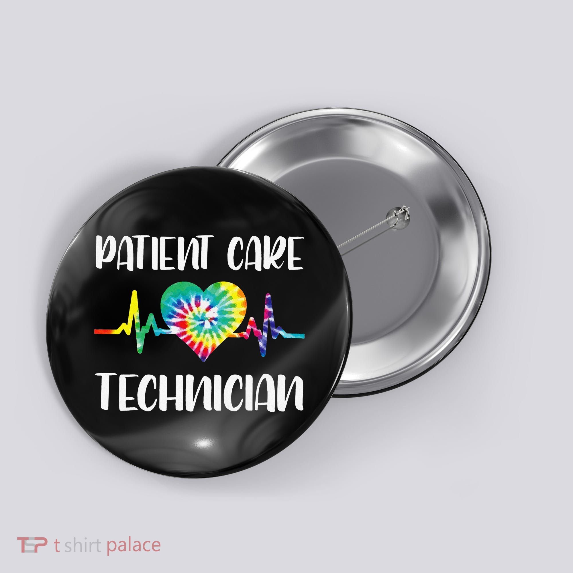 PCT Patient Care Technician Tech Floral Heart Stethoscope Button
