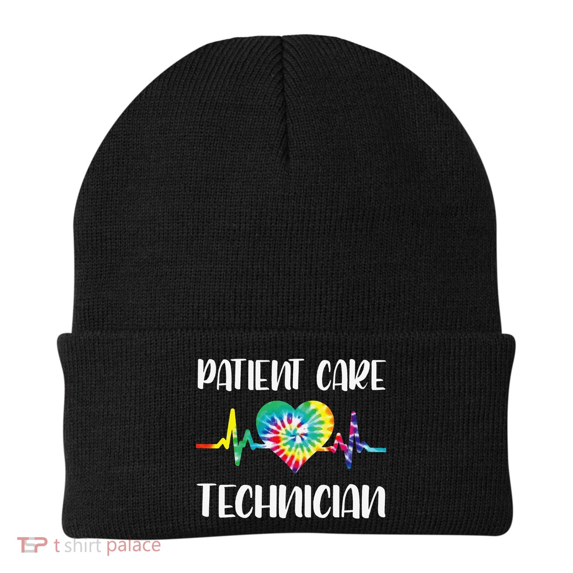 PCT Patient Care Technician Tech Floral Heart Stethoscope Beanie
